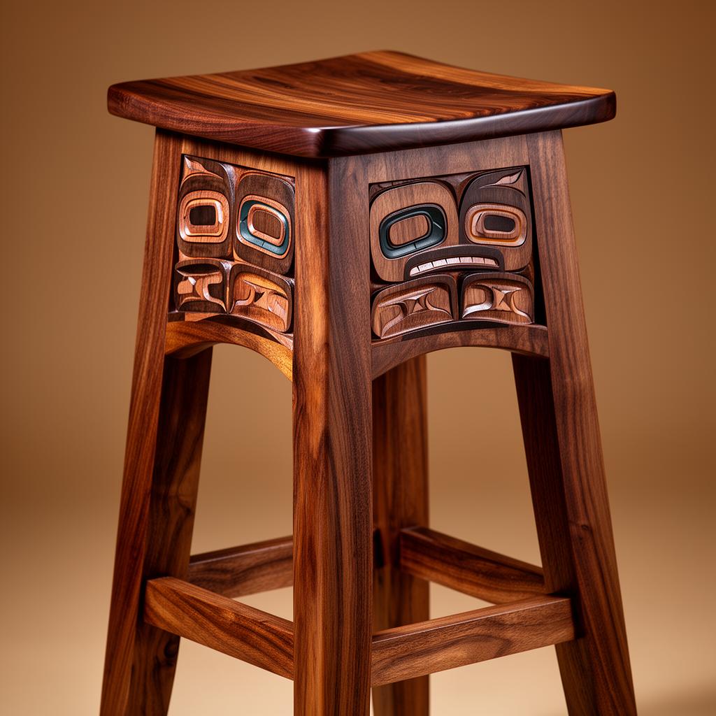 Haida-carved wood stool